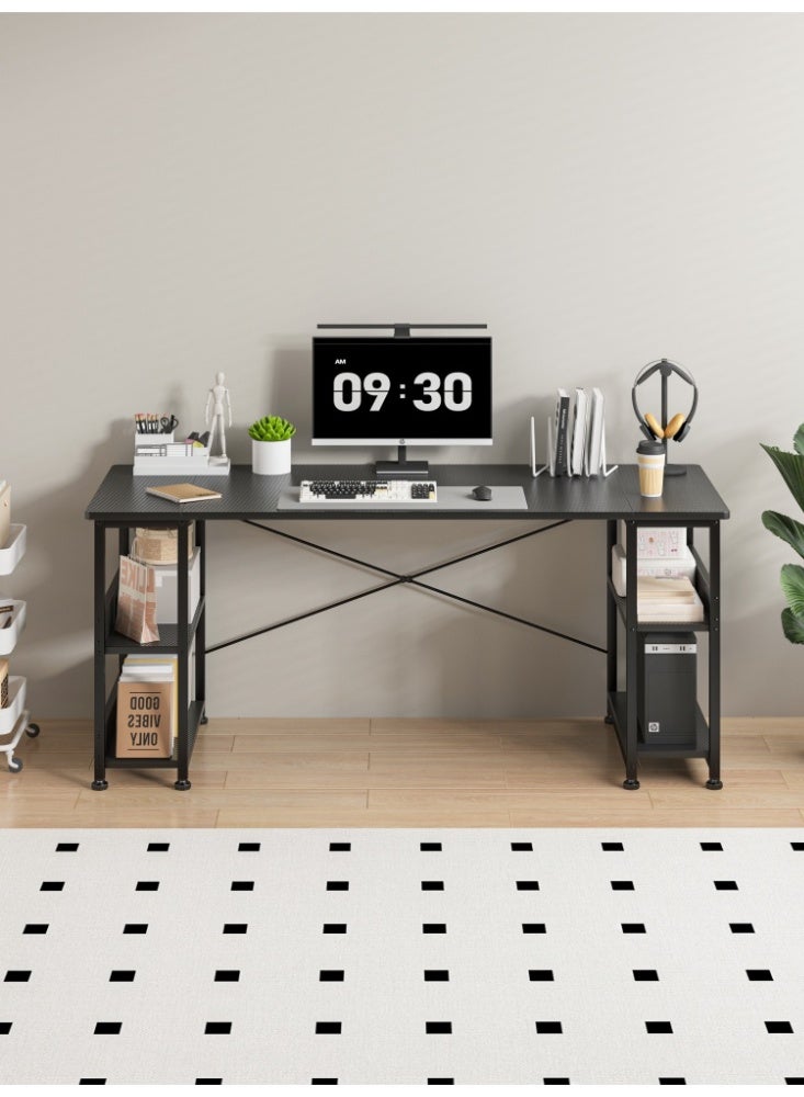 Zanotta 150*55*75cm Spacious Desktop Office Table Gaming Table with Convertible Bookshelves & CPU Holder, Computer Table with Carbon Fiber Surface, X-Brace Support for Home Office Gaming Black - Image 2