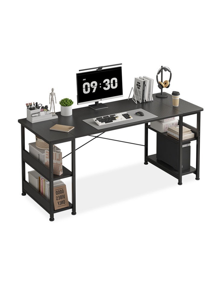 Zanotta 150*55*75cm Spacious Desktop Office Table Gaming Table with Convertible Bookshelves & CPU Holder, Computer Table with Carbon Fiber Surface, X-Brace Support for Home Office Gaming Black - Image 3