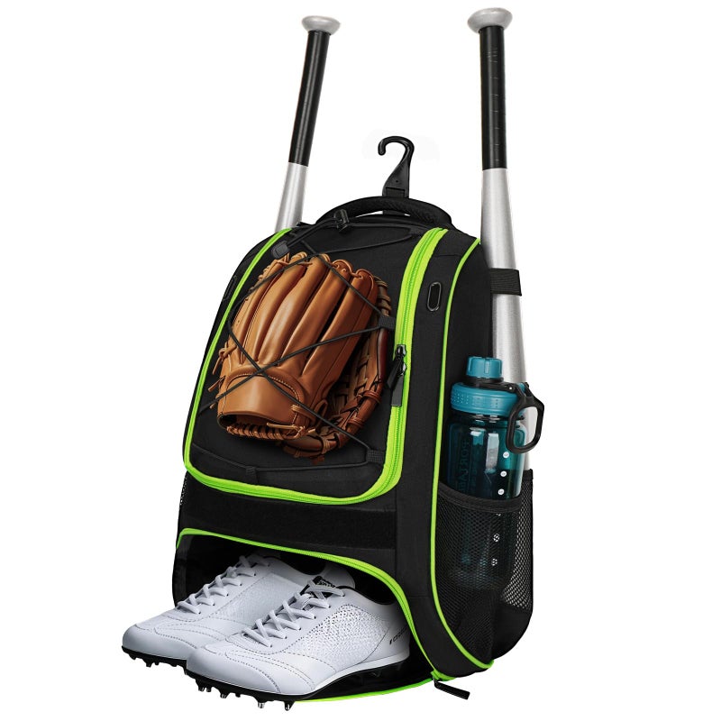 LARIPOP Youth Baseball Bat Backpack with Fence Hook, Separate Shoe Compartment, Waterproof Storage Bag for Bats, Helmet, Gloves, Cleats, Ideal for Baseball, Softball & T-Ball Players - Image 1