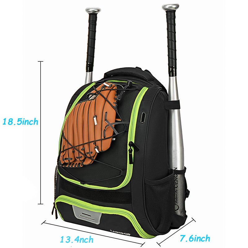 LARIPOP Youth Baseball Bat Backpack with Fence Hook, Separate Shoe Compartment, Waterproof Storage Bag for Bats, Helmet, Gloves, Cleats, Ideal for Baseball, Softball & T-Ball Players - Image 3