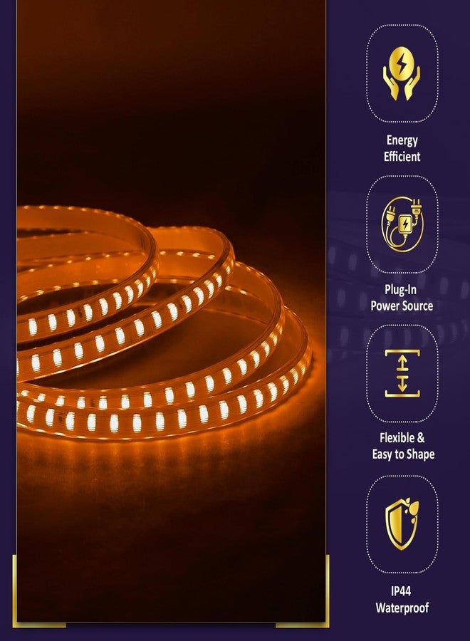 Lexton 10 Meter Orange LED Rope Light with 1200 LEDs | Plug-in Decorative Lighting | Flexible, Water-Resistant Strip for Indoor Outdoor Décor, Festivals, Events & Celebrations - Image 3