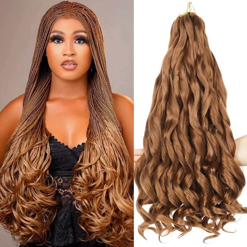 WIPPORYA Pre Stretched French Curly Braiding Hair 24 Inch 6Pcs Loose Wave Bouncy Braiding Hair Pre Stretched 100g/pack Yaki Curly Hair for Black Women Hair Extensions (#30) - Image 1