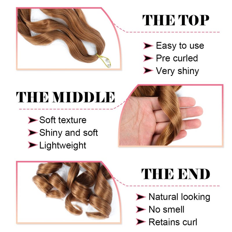 WIPPORYA Pre Stretched French Curly Braiding Hair 24 Inch 6Pcs Loose Wave Bouncy Braiding Hair Pre Stretched 100g/pack Yaki Curly Hair for Black Women Hair Extensions (#30) - Image 4