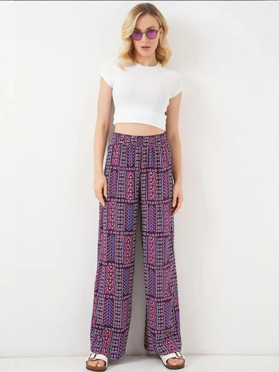 BIG DART BDART High Waist Geometric Striped Palazzo Pants