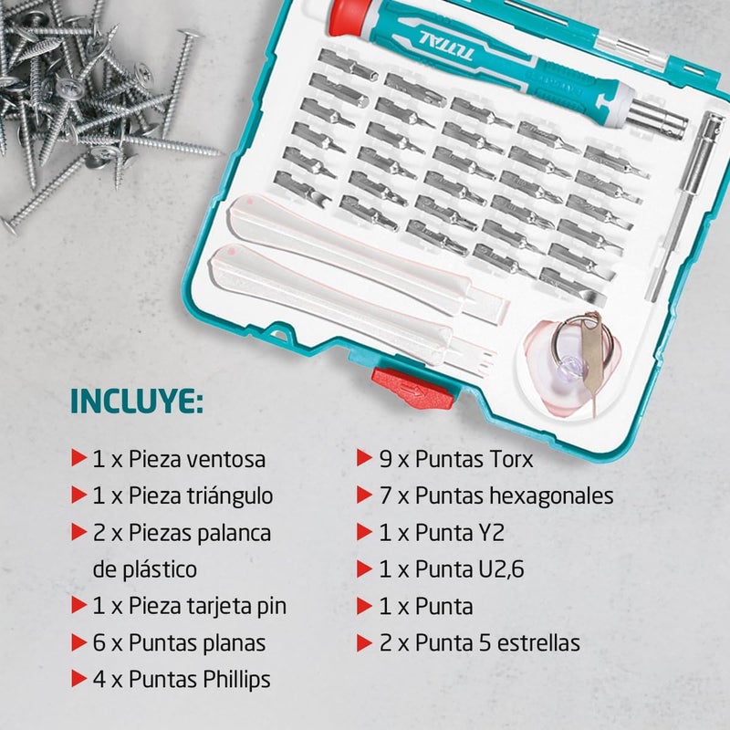 TOTAL Screwdriver Set with 37 Precision Bits - Image 4