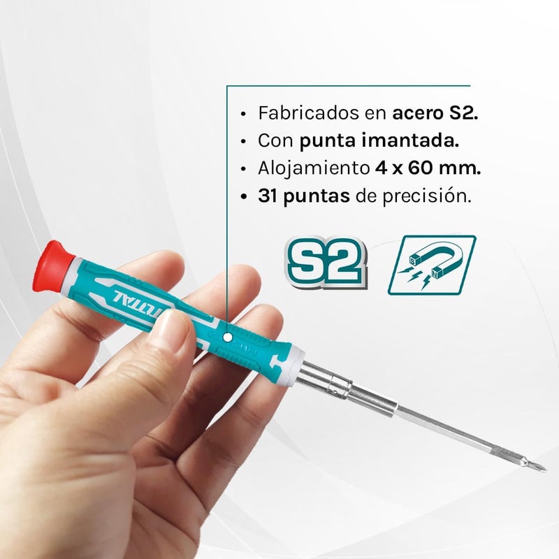 TOTAL Screwdriver Set with 37 Precision Bits - Image 3