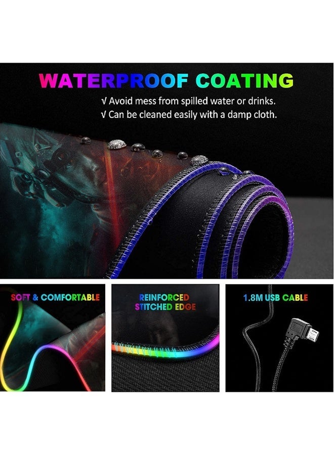 تيكتيكس قاعدة ماوس العاب RGB كبيرة مع اضاءة LED، قاعدة كيبورد للالعاب للمكتب، قاعدة مطاطية غير قابلة للانزلاق، قاعدة ماوس كبيرة للاعبين، 31.5 × 11.8 انش، ساحة المعركة - Image 4