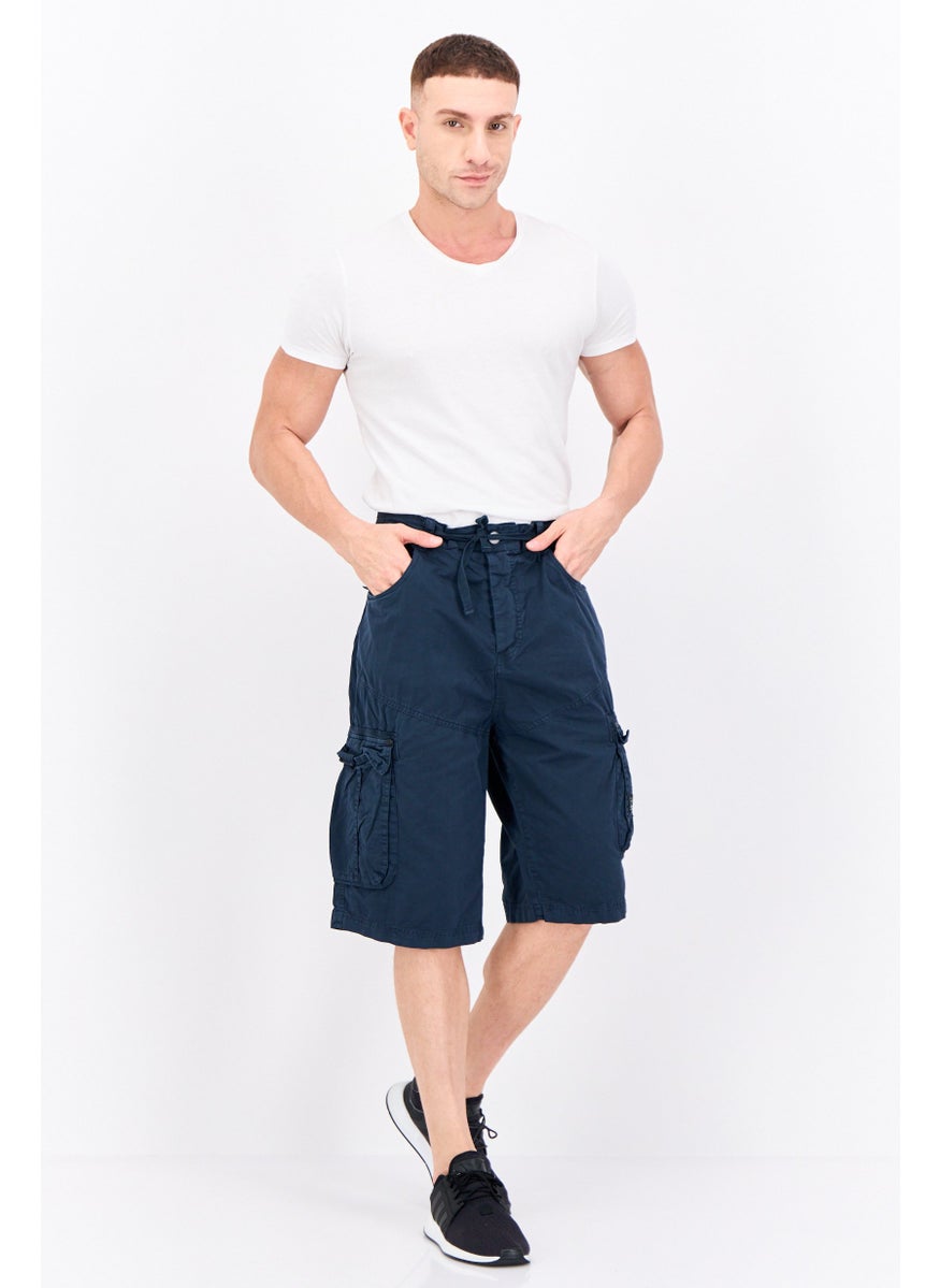 CROSSHATCH Men Brand Logo Cargo Shorts, Navy  - Image 4