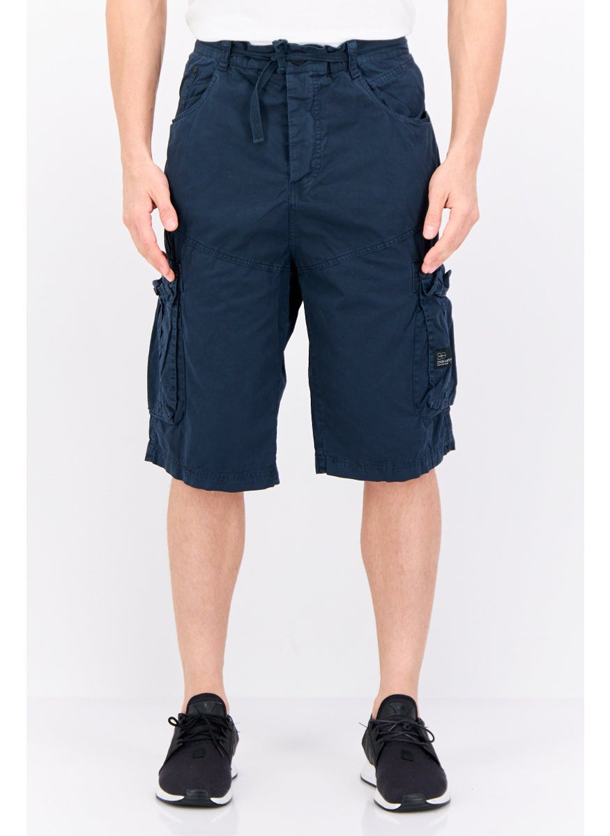 CROSSHATCH Men Brand Logo Cargo Shorts, Navy  - Image 1