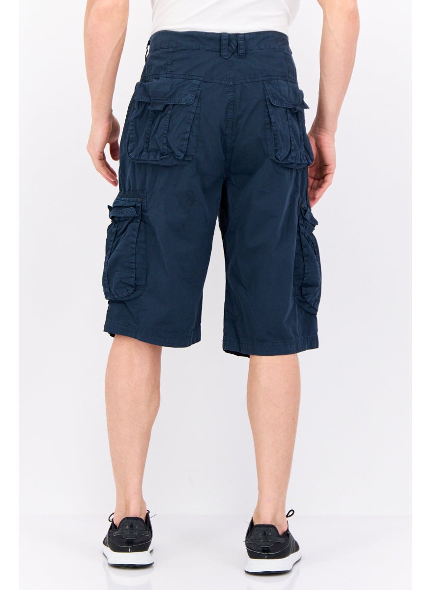 CROSSHATCH Men Brand Logo Cargo Shorts, Navy  - Image 3