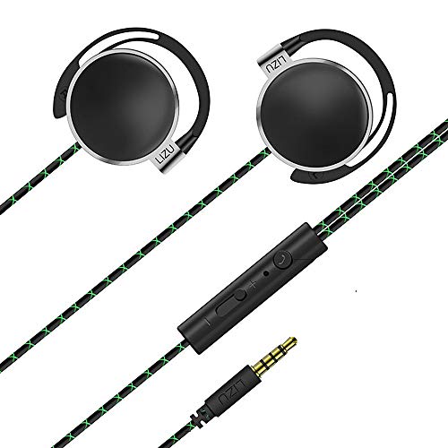 leqingchun Clip Type Earphones，Portable Stereophone Headphones,with Microphone and Call Controller Stereo Earphones,Suitable for Compatible with 3.5mm iPhone, Android Mobile Phone Pink - Image 2