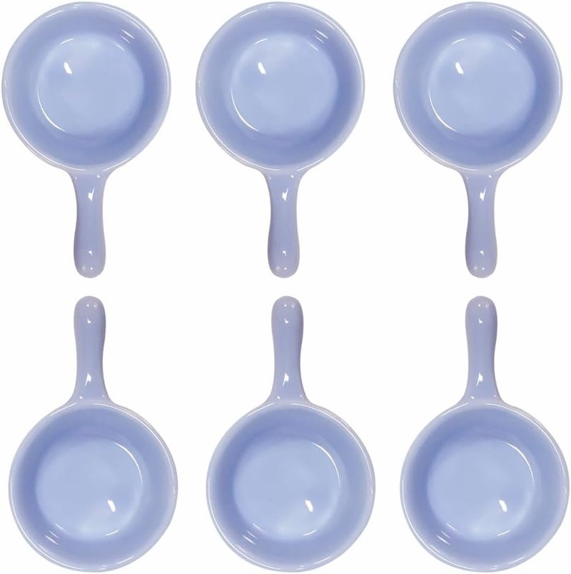 Lotatheta 6 pcs Porcelain Soy Sauce Snack Cream Salad Dessert Candy Sugar Dish Light Purple Ceramic Dip Dipping Bowls Plate 101 oz wHandle for Dinner Baking BBQ Cooking - Image 1