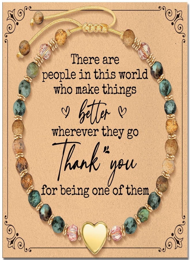 ZOKCC Thank You Bracelet Gifts for Women: Motivational Appreciation Gifts for Teacher Nurse Coworkers Friends - Healing Natural Stone Beaded Bracelets for Women - Image 1