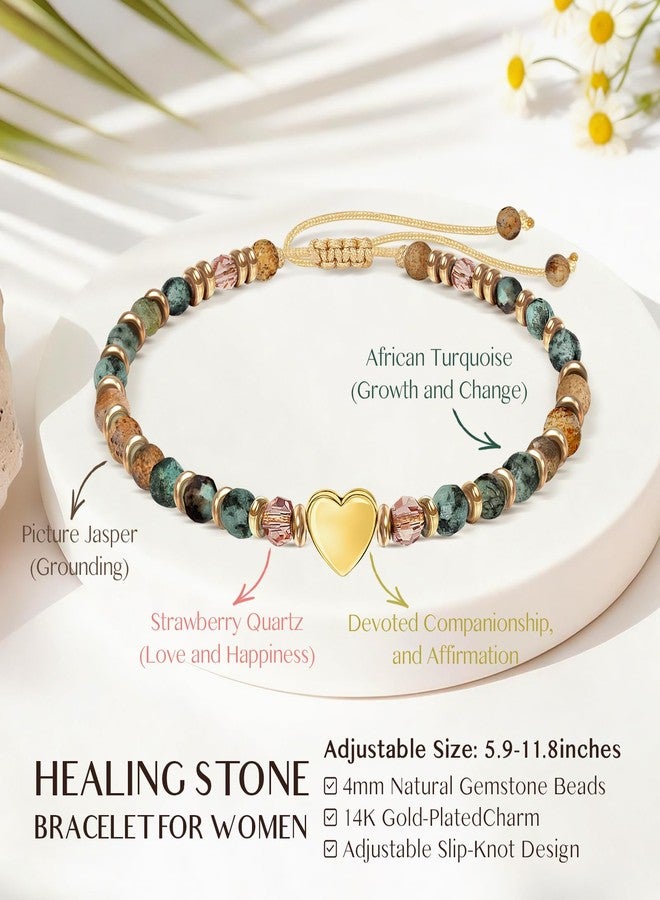ZOKCC Thank You Bracelet Gifts for Women: Motivational Appreciation Gifts for Teacher Nurse Coworkers Friends - Healing Natural Stone Beaded Bracelets for Women - Image 3