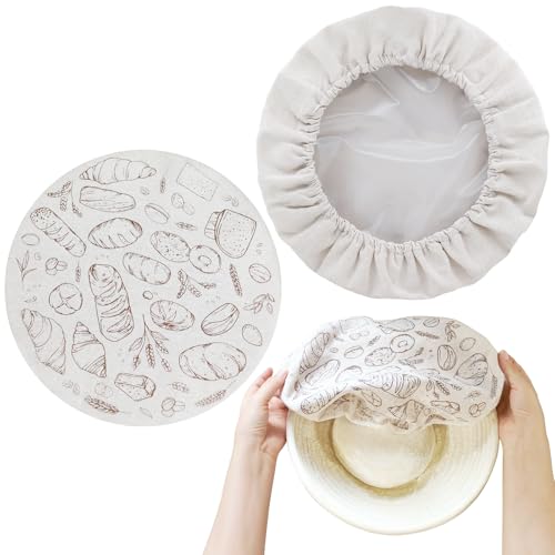 Verigud 2 Pack 12″ Bowl Covers for Bread Proofing with Plastic Liner, Reusable Shower Caps for Sourdough Rising - Image 1