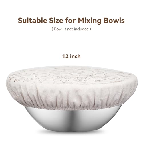 Verigud 2 Pack 12″ Bowl Covers for Bread Proofing with Plastic Liner, Reusable Shower Caps for Sourdough Rising - Image 5