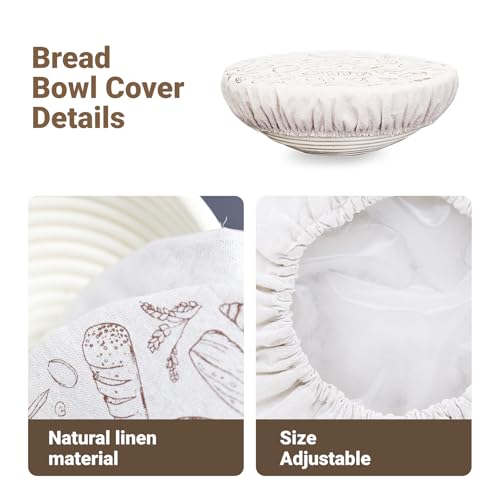 Verigud 2 Pack 12″ Bowl Covers for Bread Proofing with Plastic Liner, Reusable Shower Caps for Sourdough Rising - Image 4