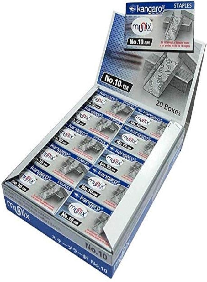 Ondesk Kangaro Desk Essentials NO. 10-1M Heavy Duty Steel Wire Staple Pins | 1000 Staples | Perfect for Office, Home & School | Pack of 20 - Image 1