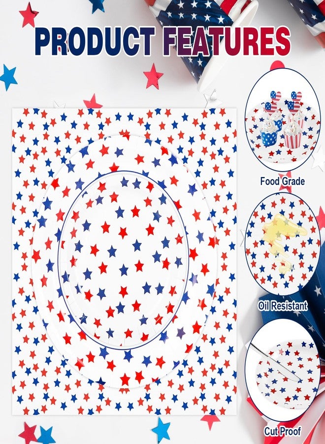 Quera 92 PCS 4th of July Decorations,Patriotic Plates and Napkins,Disposable Fourth of July Paper Plate and Napkin Tablecloth,Red Blue Stars Party Tableware Set for Independence Day & Memorial Day - Image 3