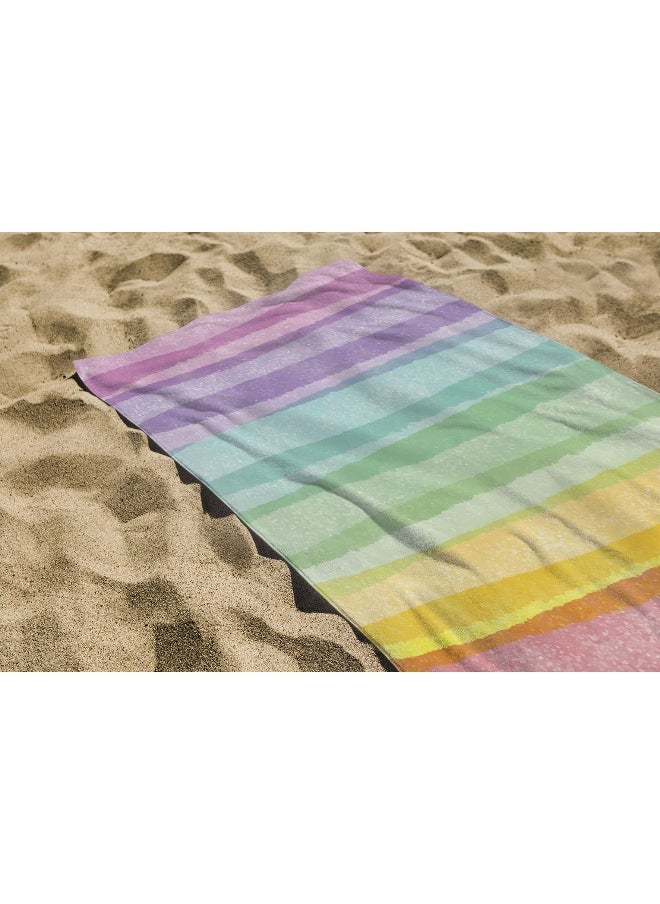 Mintra Printed Terry Microfiber Towel Size 70 X 140 Cm 24 Candy Stripes  - Image 1