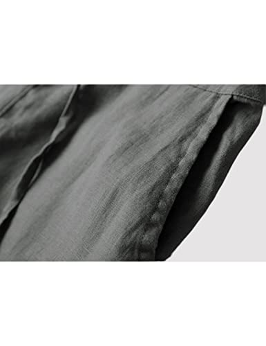 Tanming Linen Pants for Women Summer Casual High Waisted Drawstring White Beach Pant (Darkgrey, XL) - Image 5