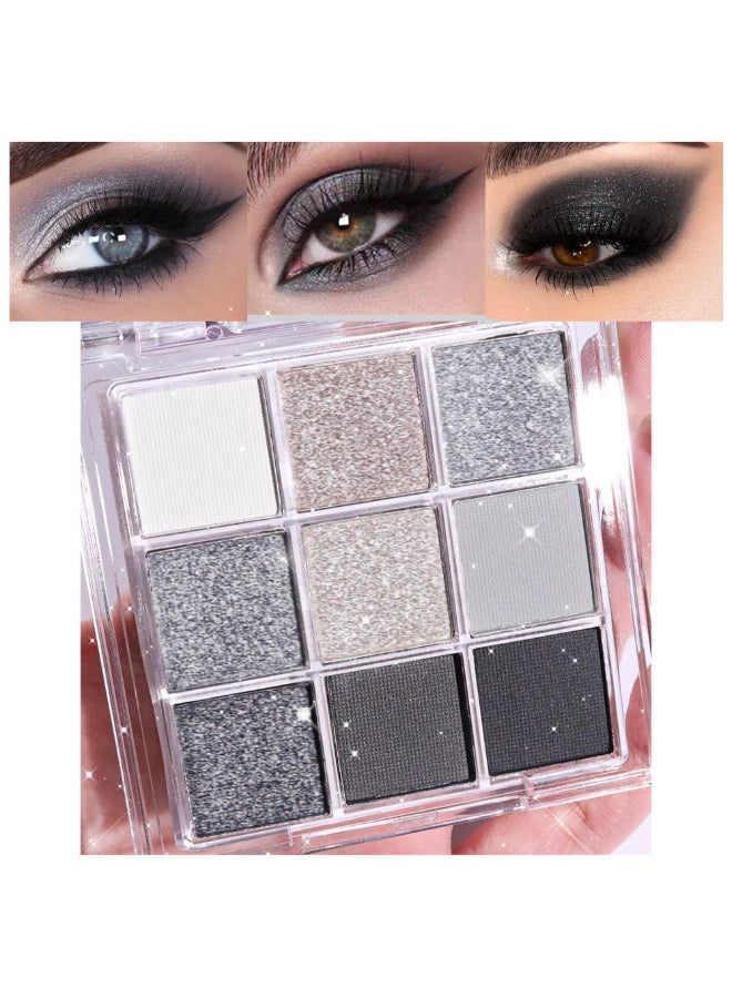 CAKAILA Black Silver Gray Smokey Eyeshadow PaletteBlack and White and Sparkly Eye ShadowBlack Smokey Radiance Eyeshadow PaletteLong Lasting Waterproof Womens Eyeshadow Dark - Image 2