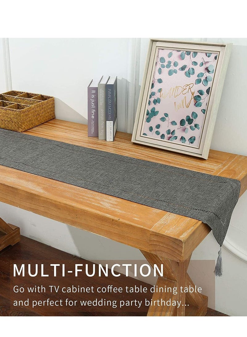 Barakah عداء طاولة من الكتان مزين بالخرز لمجموعة طاولات لتناول الطعام اليومي حفلات الزفاف الحفلات العطلات ديكور المنزل - Image 3