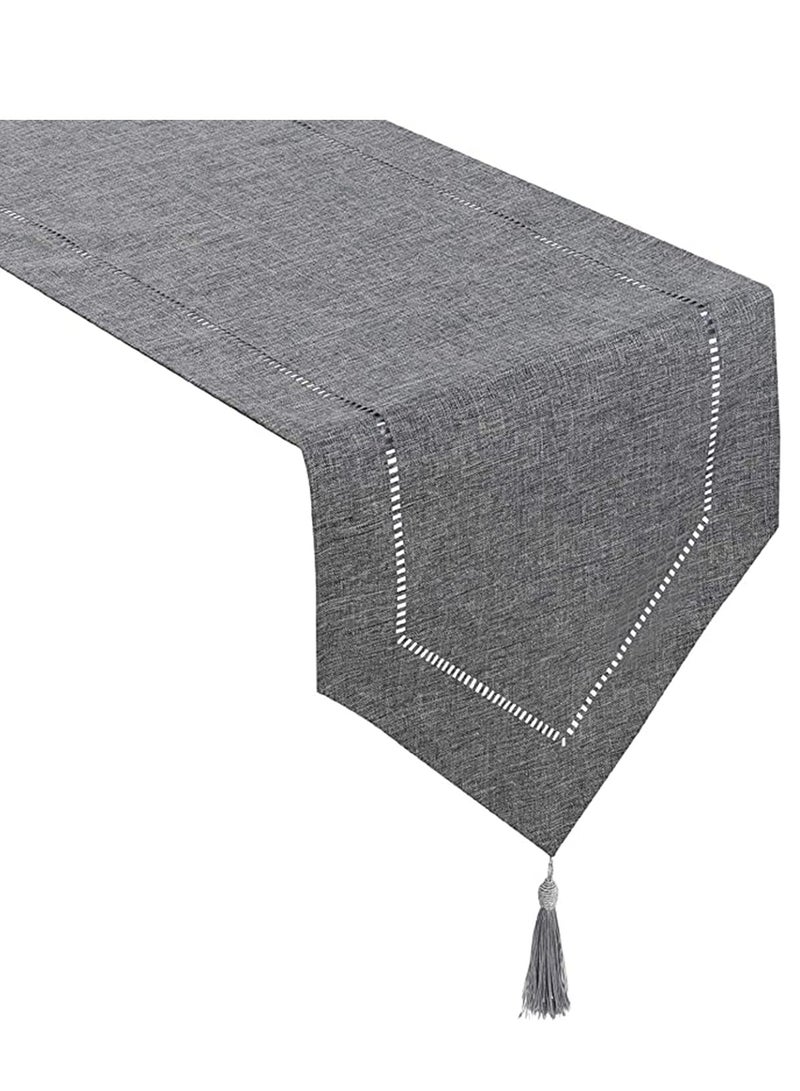 Barakah عداء طاولة من الكتان مزين بالخرز لمجموعة طاولات لتناول الطعام اليومي حفلات الزفاف الحفلات العطلات ديكور المنزل - Image 1