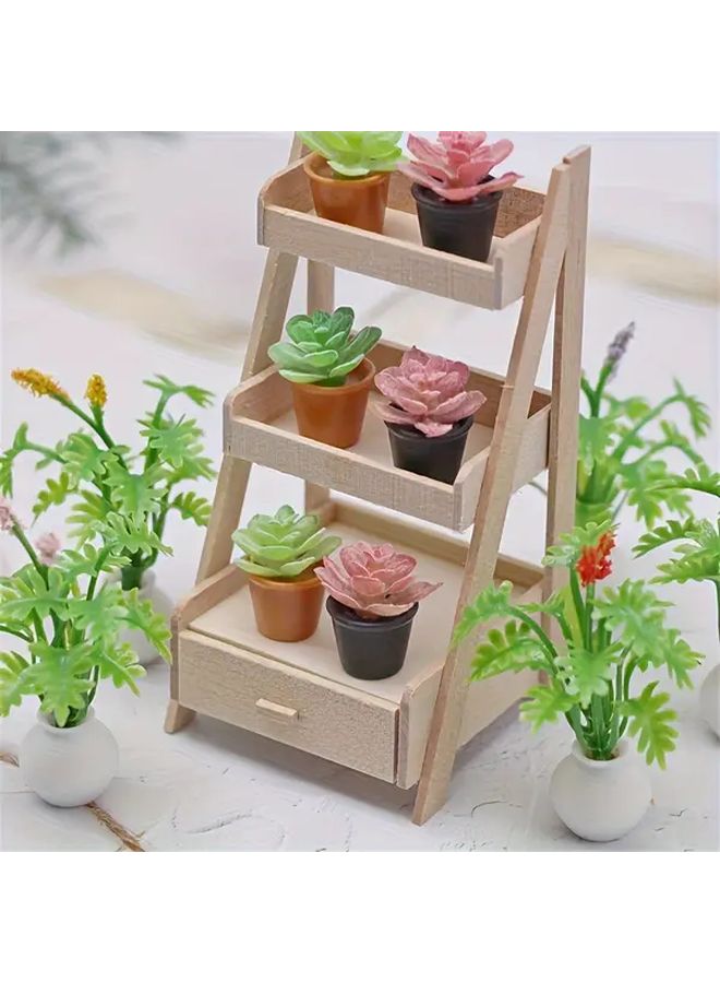 1pc Miniature Wooden Planter Pot Model 1 12 Scale Dollhouse Garden Plant Decor - Image 4