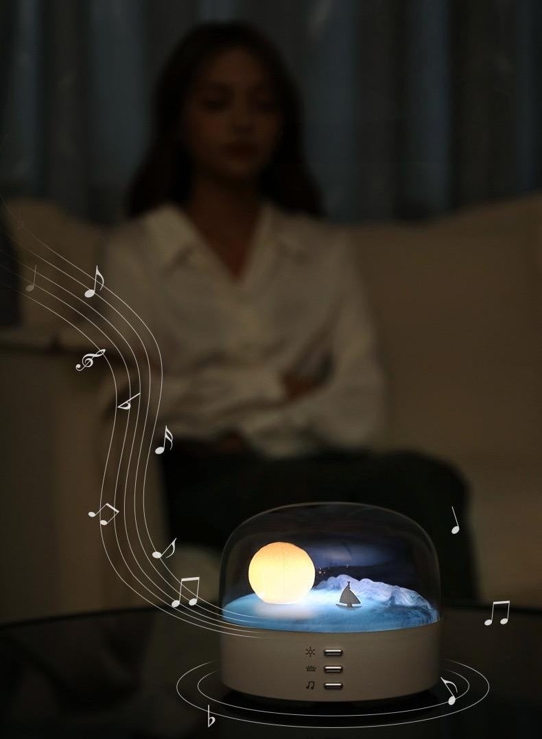 Moonlight Bluetooth Night Light Speaker – 2025 New Crescent Design | Nightlight Mode + 15 Dynamic Breathing Light Effects + Tri-Color Stepless Dimming + Bluetooth 5.3 | Eye-Friendly Bedside Lamp & Sleep Gift for Him/Her  Night-time lights and breathing-pattern-changing lights - Image 5