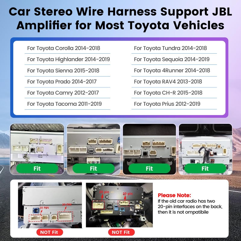 NHOPEEW JBL Harness Adapter for Toyota Car Stereo - 16 PIN Wiring Harness Power Cable - Plug and Play Power Cable for Toyota 4Runner Camry Corolla Prius RAV4 Tacoma with Canbus - Image 2