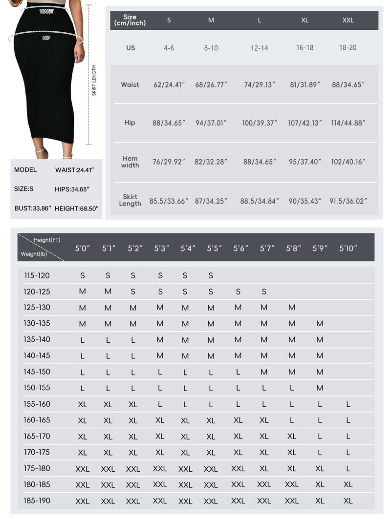 Lrady Women's High Waist Slim Bodycon Party Club Night Out Maxi Long Pencil Skirts Black XL - Image 3
