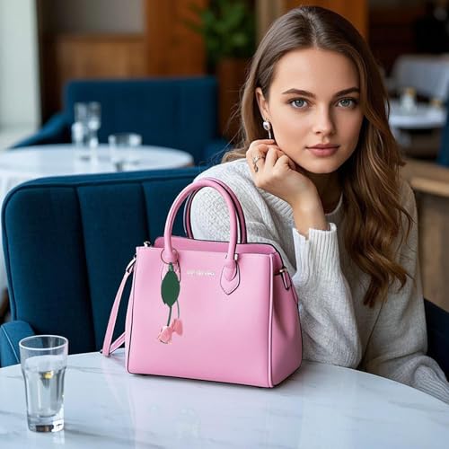 Yzikema Leather Leaf Flower Keychain, Pu Leather Cute Bohemian Accessory Keychain, Portable Key Ring Charm For Women's Wallet Pendant (pink) - Image 2