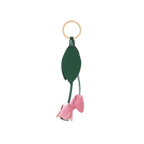 Yzikema Leather Leaf Flower Keychain, Pu Leather Cute Bohemian Accessory Keychain, Portable Key Ring Charm For Women's Wallet Pendant (pink) - Image 1