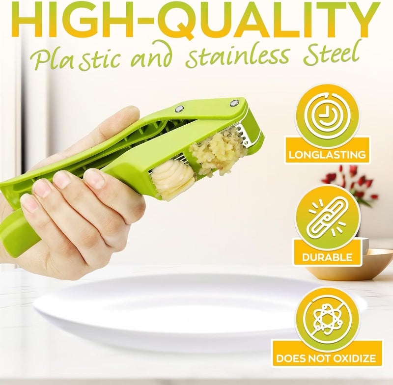 SWIUKPHE 2 in 1 Garlic Press Stainless Steel Garlic Mincer Chopper, Garlic Slicer Garlic Chopper Mincer, Slicer Garlic Crusher Tool, Professional Kitchen Gadgets Mincer Tool - Image 3
