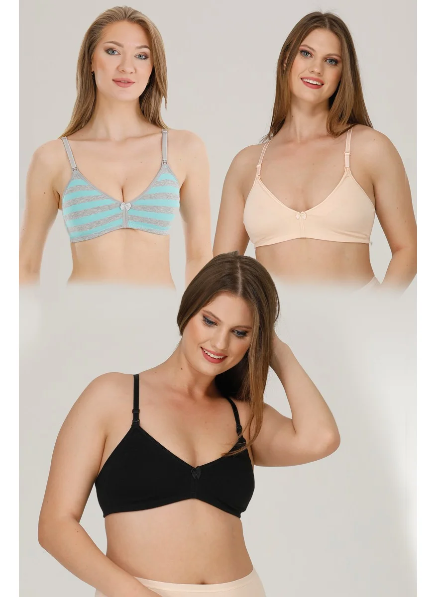 بار لانجري 3-Piece Nursing Bra Black-Ten-Mint Striped