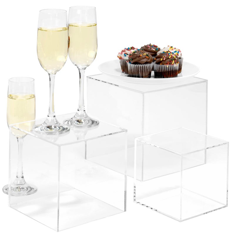 Red Co. Red Co Crystal Clear Acrylic Cube Display Nesting Riser Stands with Hollow Bottoms  Transparent  3Pack 
