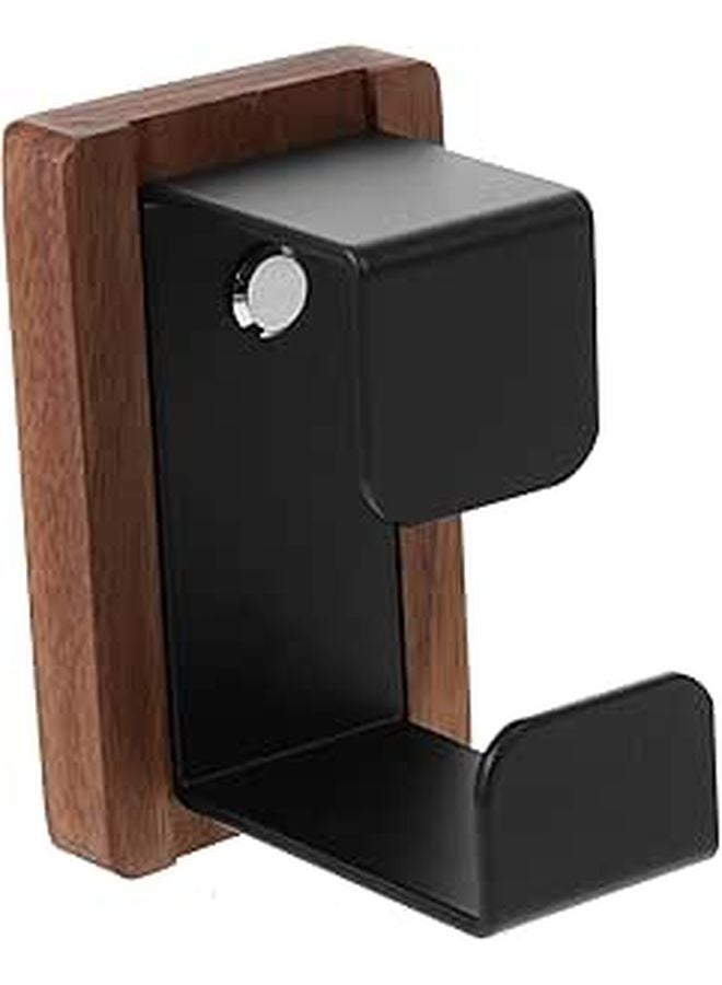 No Drill Solid Beech Wood Towel Hook Wall Mounted Black Bathroom Storage Organizer - Image 1