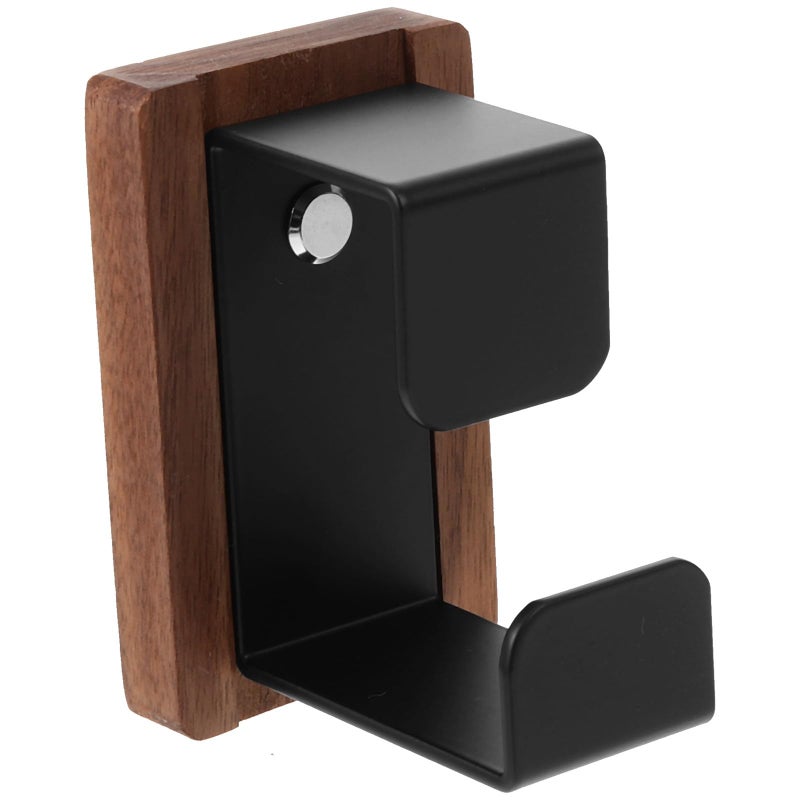 No Drill Solid Beech Wood Towel Hook Wall Mounted Black Bathroom Storage Organizer - Image 2