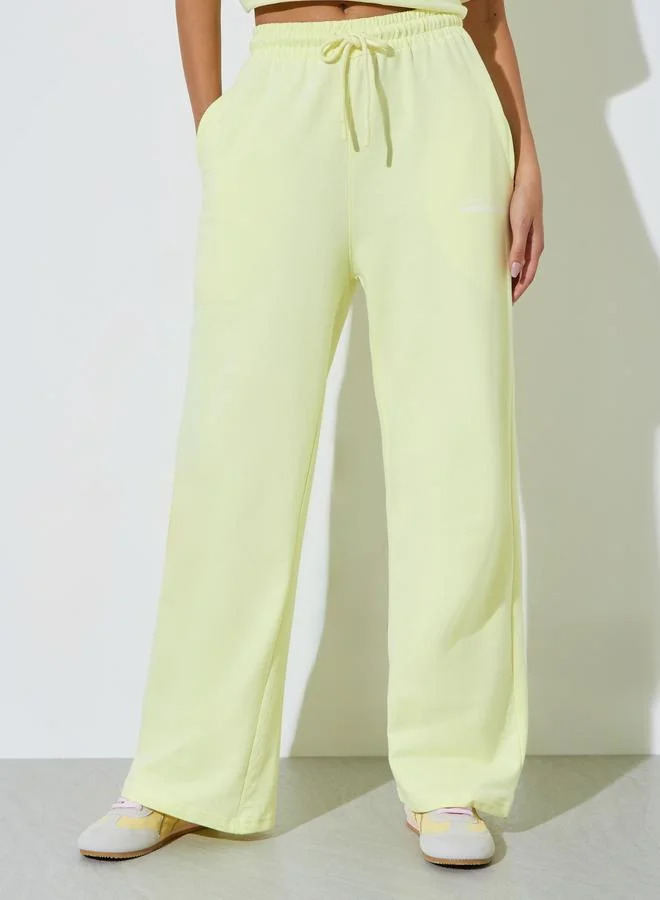 ستايلي Yellow Wide Leg Cotton Joggers