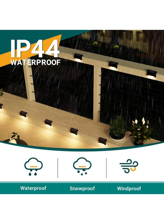 عربست مصابيح سطح شمسية خارجية مقاومة للماء 12 قطعة، مصابيح درجات تعمل بالطاقة الشمسية للسلالم الخارجية والدرجات والأسوار والساحات والفناءات والممرات (أبيض دافئ) - Image 4