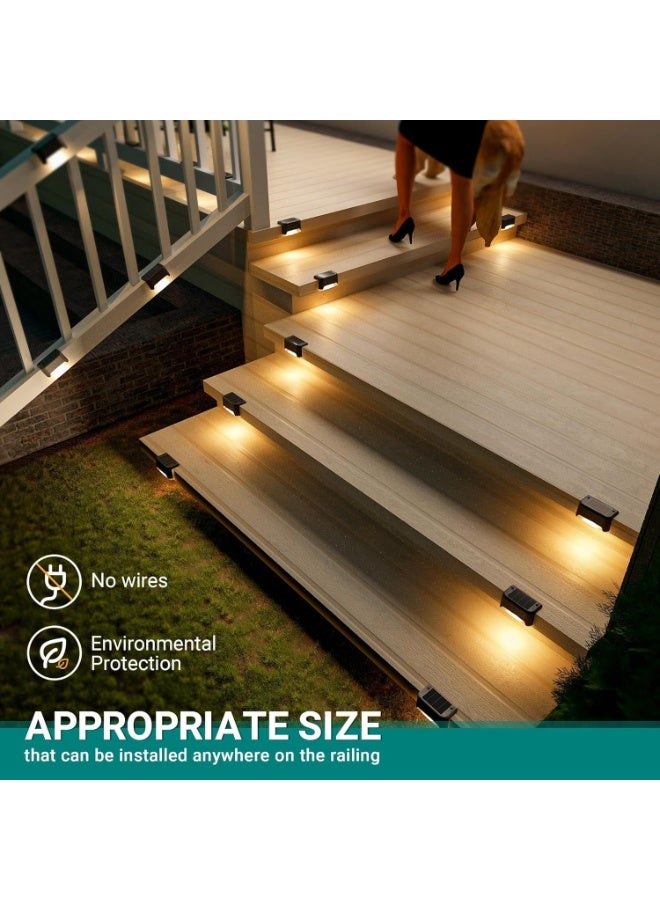 عربست مصابيح سطح شمسية خارجية مقاومة للماء 12 قطعة، مصابيح درجات تعمل بالطاقة الشمسية للسلالم الخارجية والدرجات والأسوار والساحات والفناءات والممرات (أبيض دافئ) - Image 3