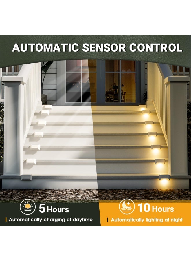عربست مصابيح سطح شمسية خارجية مقاومة للماء 12 قطعة، مصابيح درجات تعمل بالطاقة الشمسية للسلالم الخارجية والدرجات والأسوار والساحات والفناءات والممرات (أبيض دافئ) - Image 2