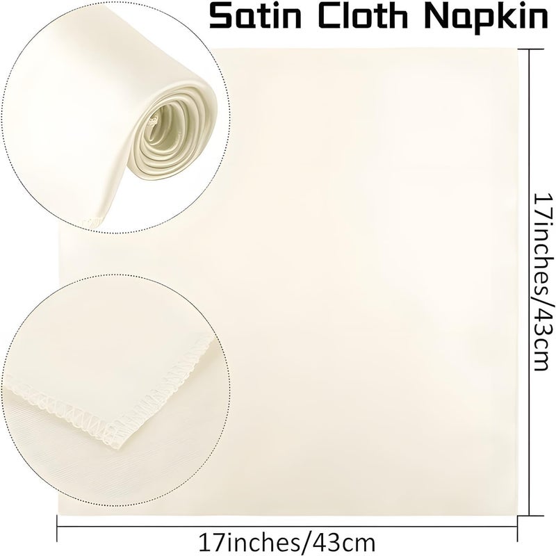 Satin Napkins, 10 Pieces Silky Elegant Decorative Cloth Napkins, Soft Square Table Napkins, Smooth Table Cloth Napkins for Restaurant Banquet Graduation Party Decoration (White) - Image 2