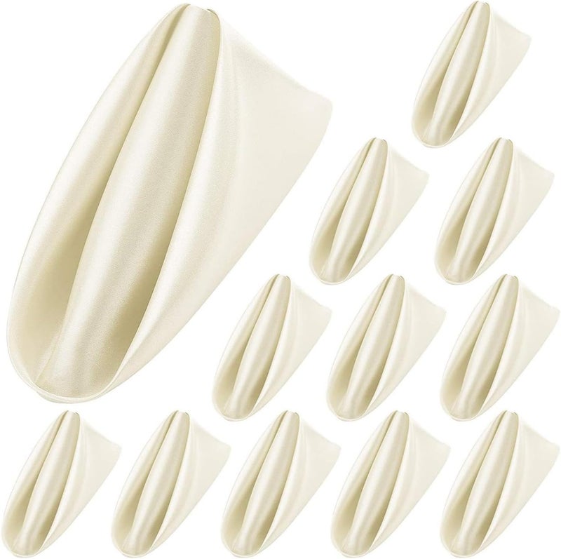 Satin Napkins, 10 Pieces Silky Elegant Decorative Cloth Napkins, Soft Square Table Napkins, Smooth Table Cloth Napkins for Restaurant Banquet Graduation Party Decoration (White) - Image 1