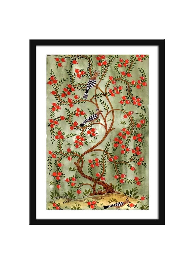 999STORE Pomegranate Flower With Bird Modern Art Fiber Vertical Painting For Home Flowers Painting For Wall Decoration (Vinyl/MDF_40X60 cms) BLF4060205278 - Image 2