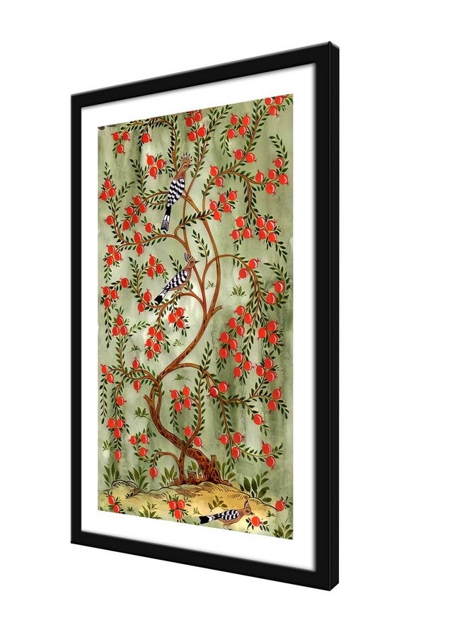 999STORE Pomegranate Flower With Bird Modern Art Fiber Vertical Painting For Home Flowers Painting For Wall Decoration (Vinyl/MDF_40X60 cms) BLF4060205278 - Image 3