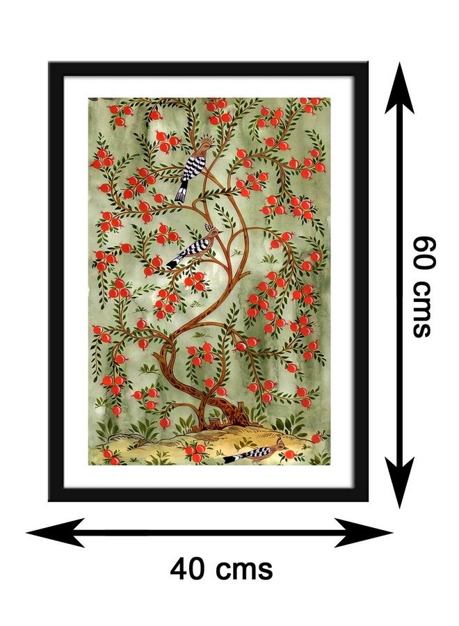 999STORE Pomegranate Flower With Bird Modern Art Fiber Vertical Painting For Home Flowers Painting For Wall Decoration (Vinyl/MDF_40X60 cms) BLF4060205278 - Image 5