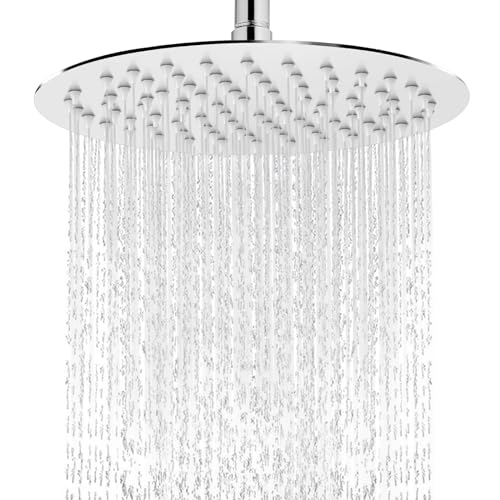 Midanya Round Rainfall Shower Head High Pressure Stainless Steel Waterfall Large Rain Shower Head Ultra Thin DesignPolish Chrome 12 Inch - Image 1
