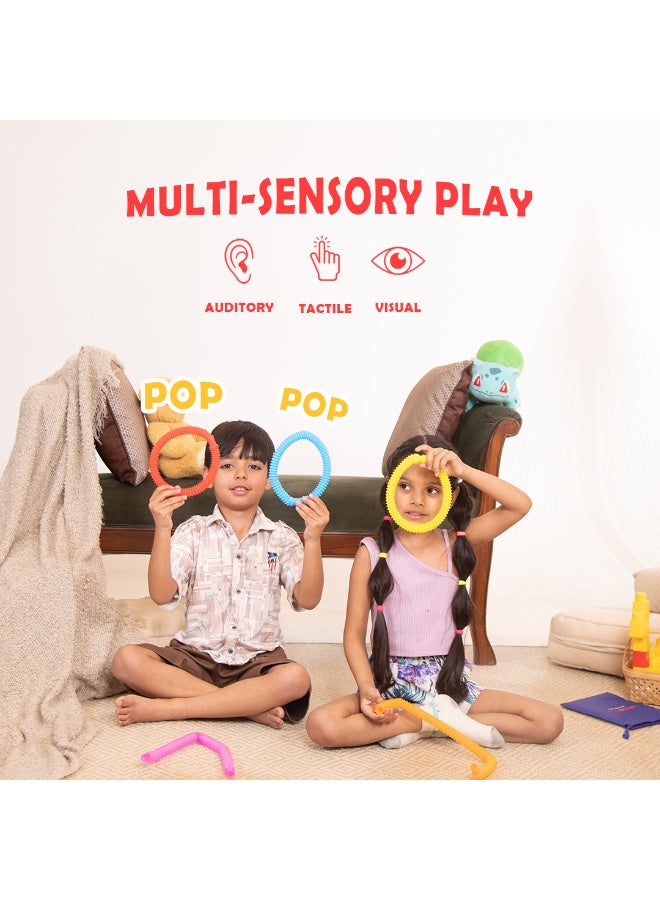 Abley's Sensory Pop Tubes, Small (14 cm) (Set of 8), Multicoloured Fidget Toys, Autism and Stress Relief | Sensory Toys, Multi-Colour Crinkly Tubes, STEM Learning and Motor Skills Development - Image 4